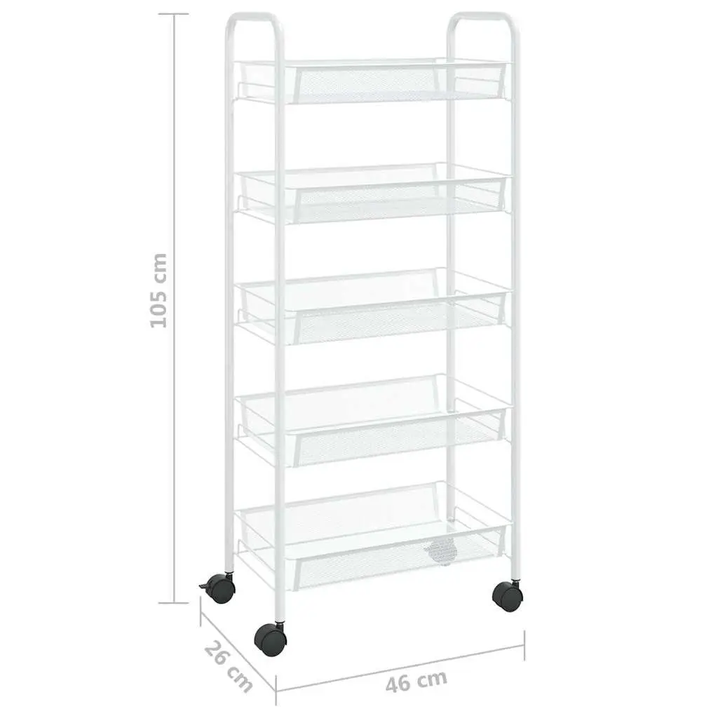 5-Tier Kitchen Trolley with Removable Mesh Baskets