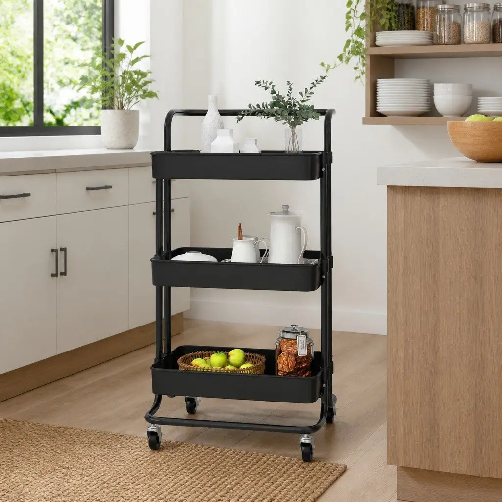 3-Tier Kitchen Trolley Organiser with Handle