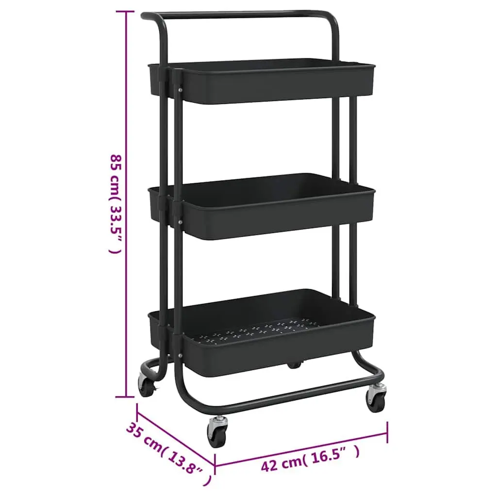 3-Tier Kitchen Trolley Organiser with Handle
