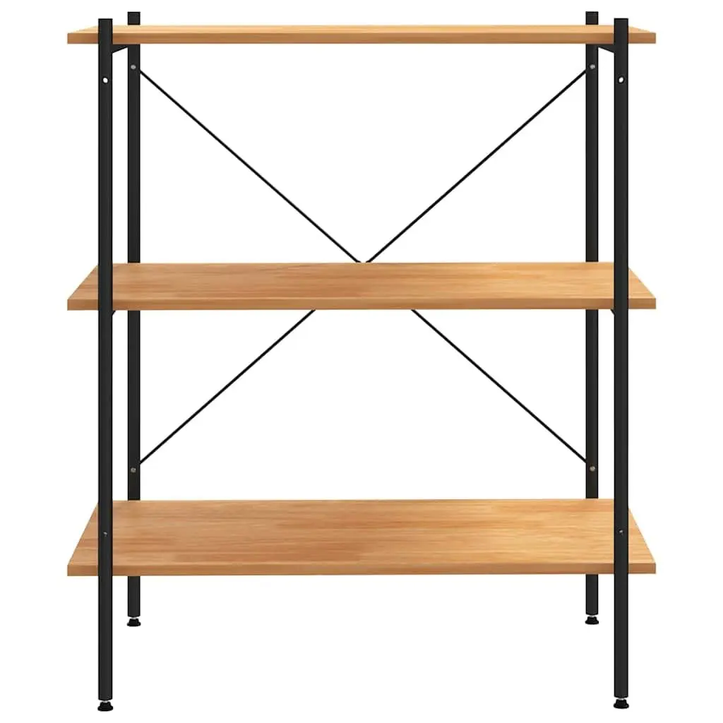 3-Tier Black Oak Shelving Unit for Storage
