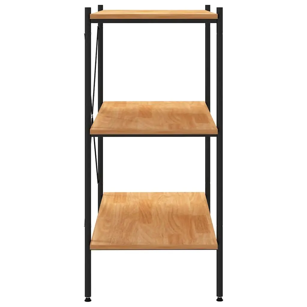 3-Tier Black Oak Shelving Unit for Storage