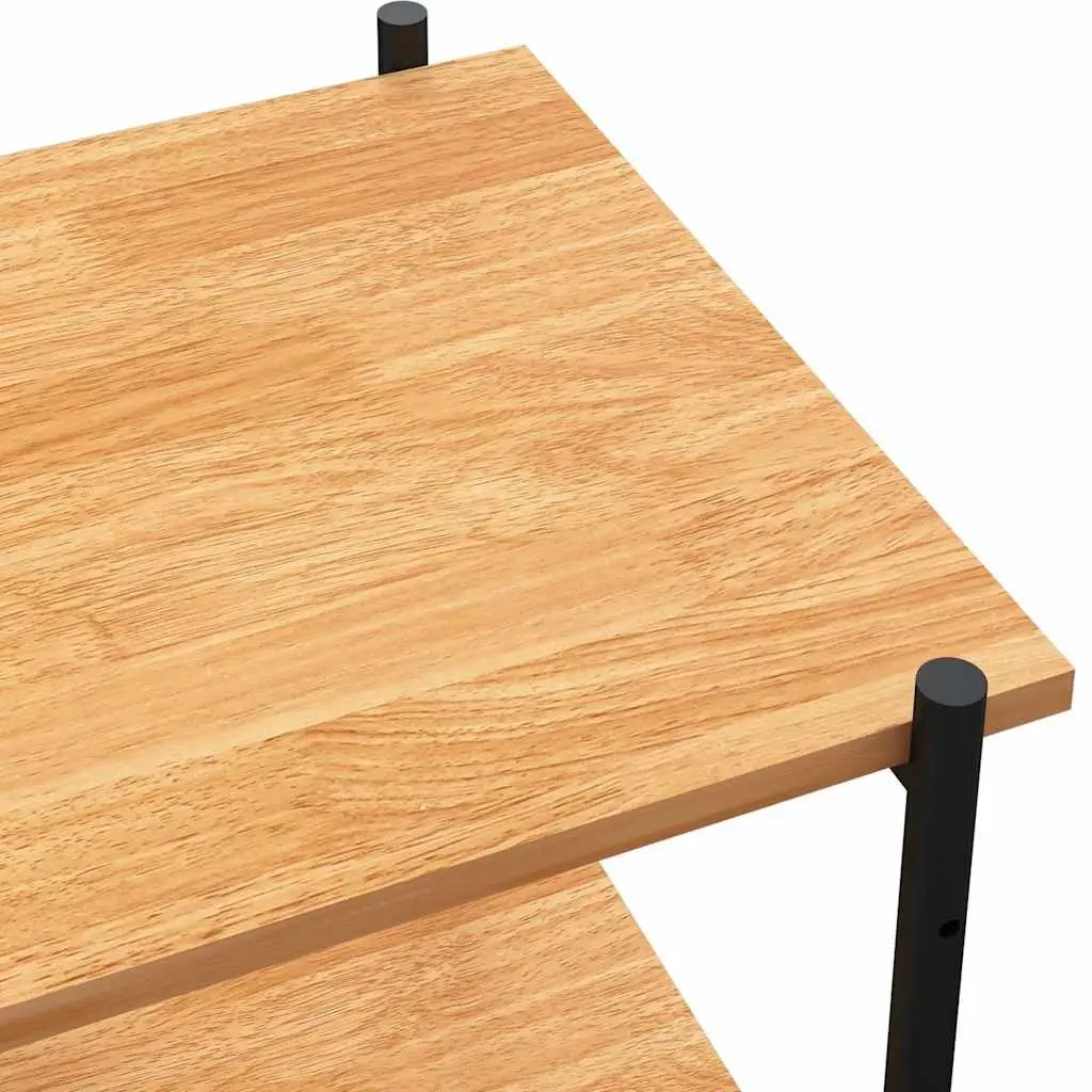 3-Tier Black Oak Shelving Unit for Storage