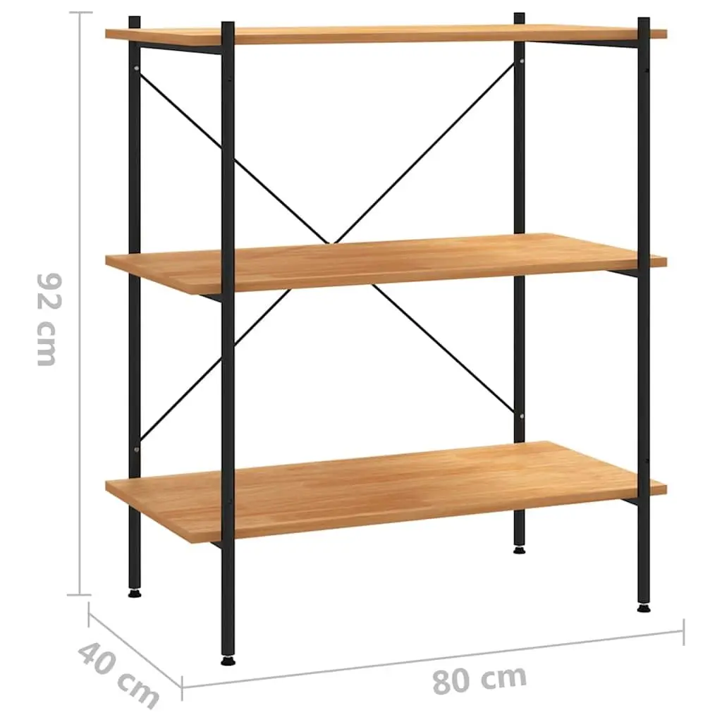 3-Tier Black Oak Shelving Unit for Storage