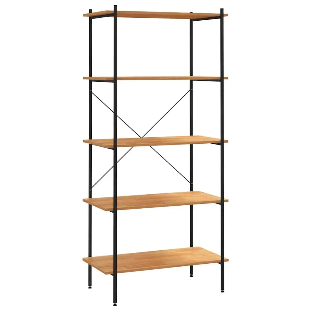 5-Tier Black Oak Shelving Unit for Organised Storage