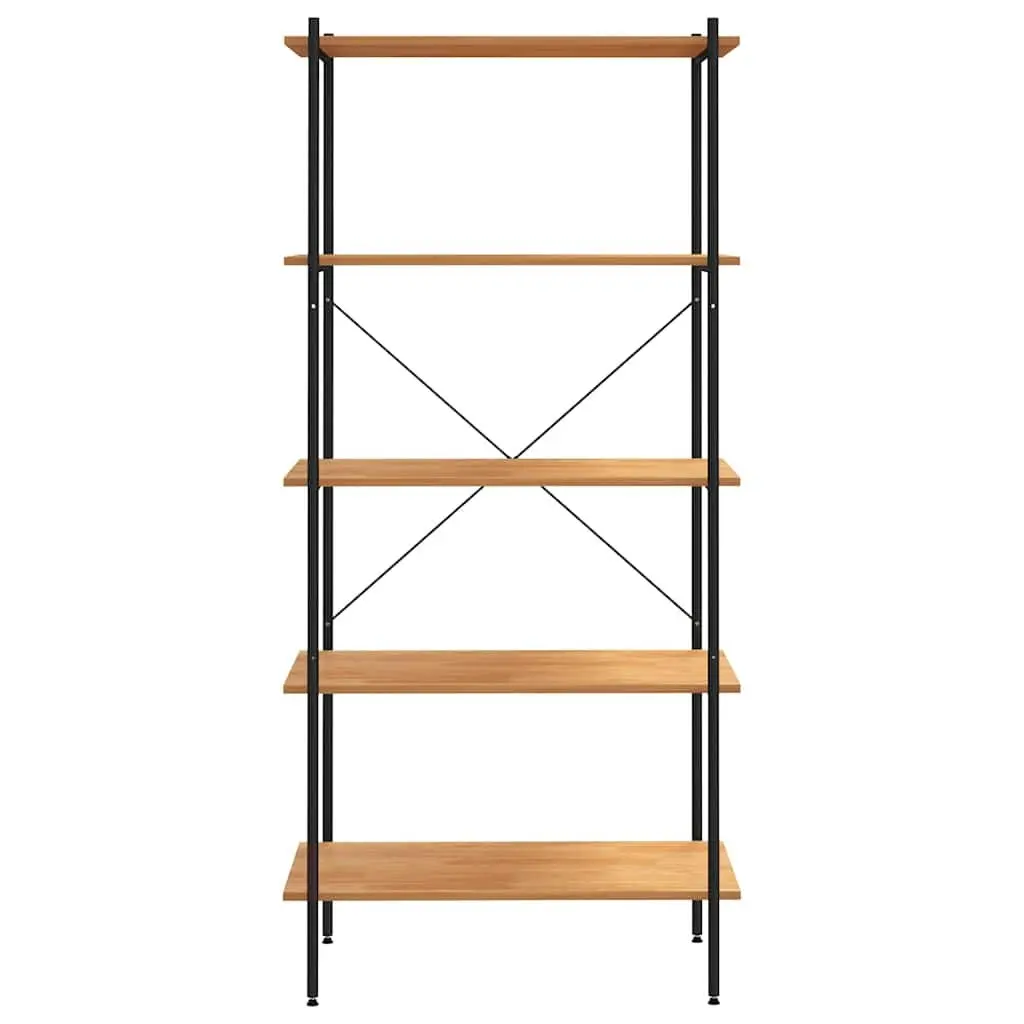 5-Tier Black Oak Shelving Unit for Organised Storage
