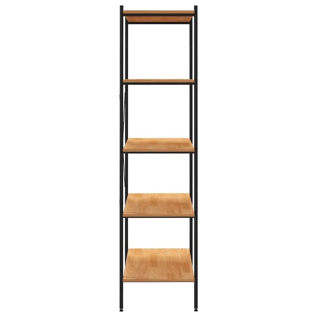 5-Tier Black Oak Shelving Unit for Organised Storage