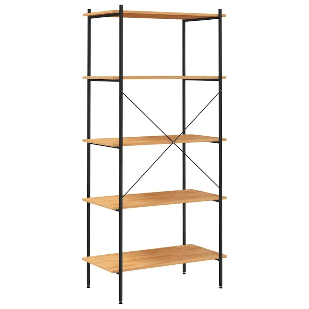 5-Tier Black Oak Shelving Unit for Organised Storage
