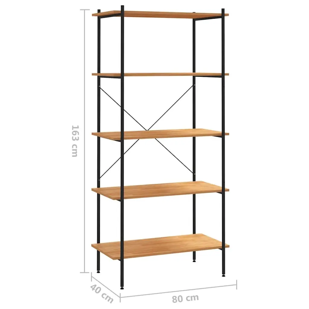 5-Tier Black Oak Shelving Unit for Organised Storage