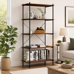 Durable 5-Tier Shelving Unit in Black for Organizing