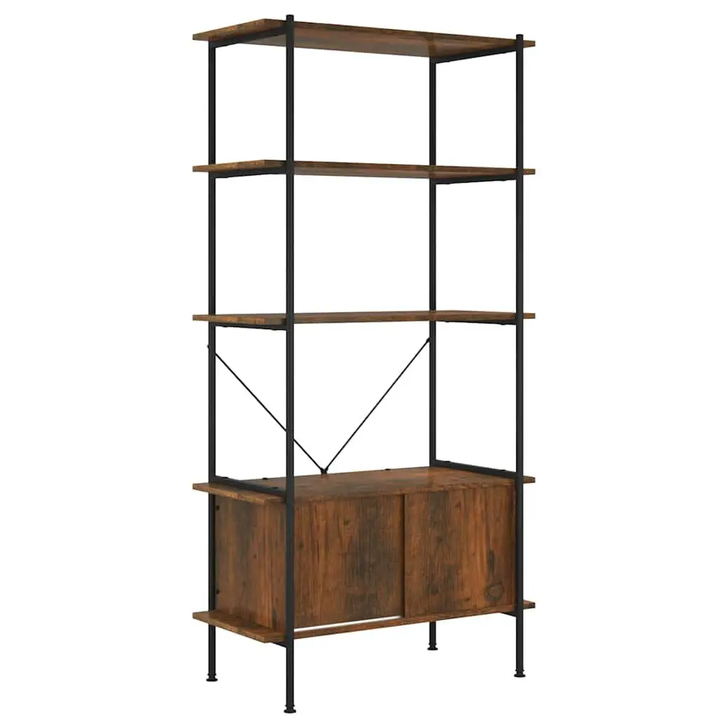 5-Tier Shelving Unit with Integrated Cabinet