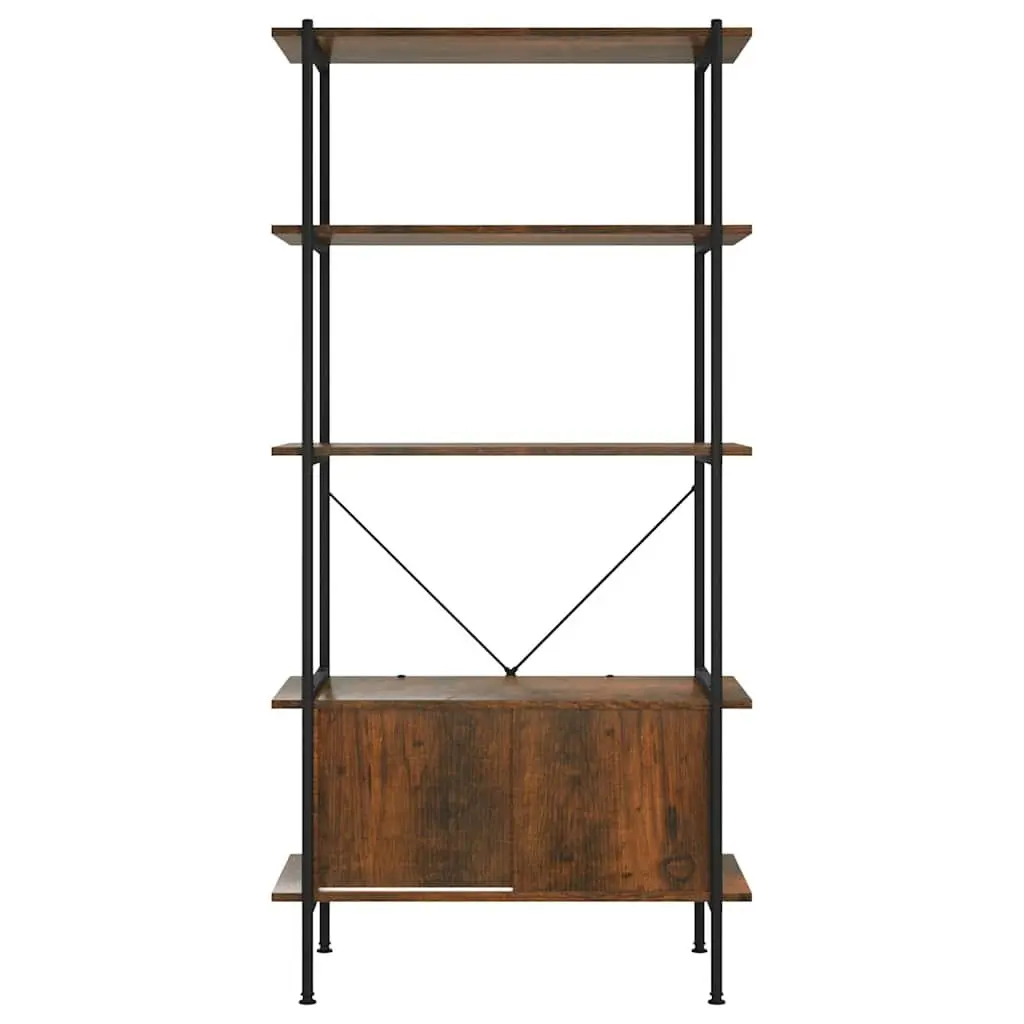 5-Tier Shelving Unit with Integrated Cabinet