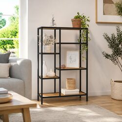 Durable Brown Bookcase Shelving Unit 80x30x120 cm