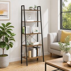 Sturdy 5-Tier Dark Brown and Black Storage Shelf