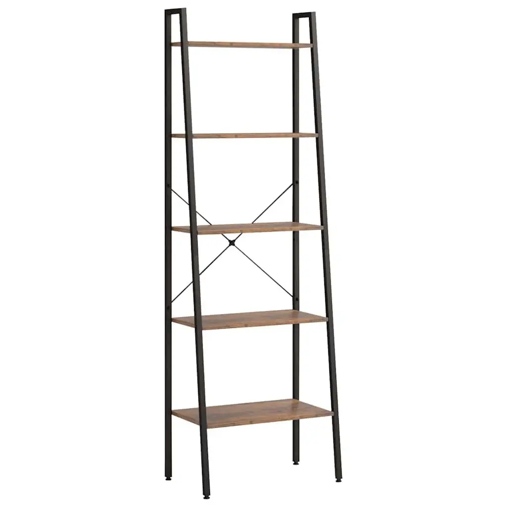 5-Tier Dark Brown and Black Storage Shelf