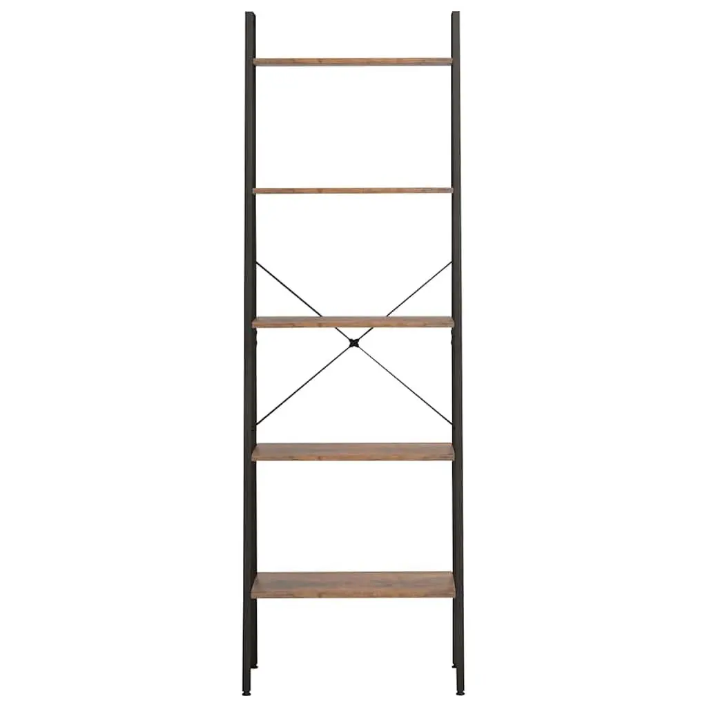 5-Tier Dark Brown and Black Storage Shelf
