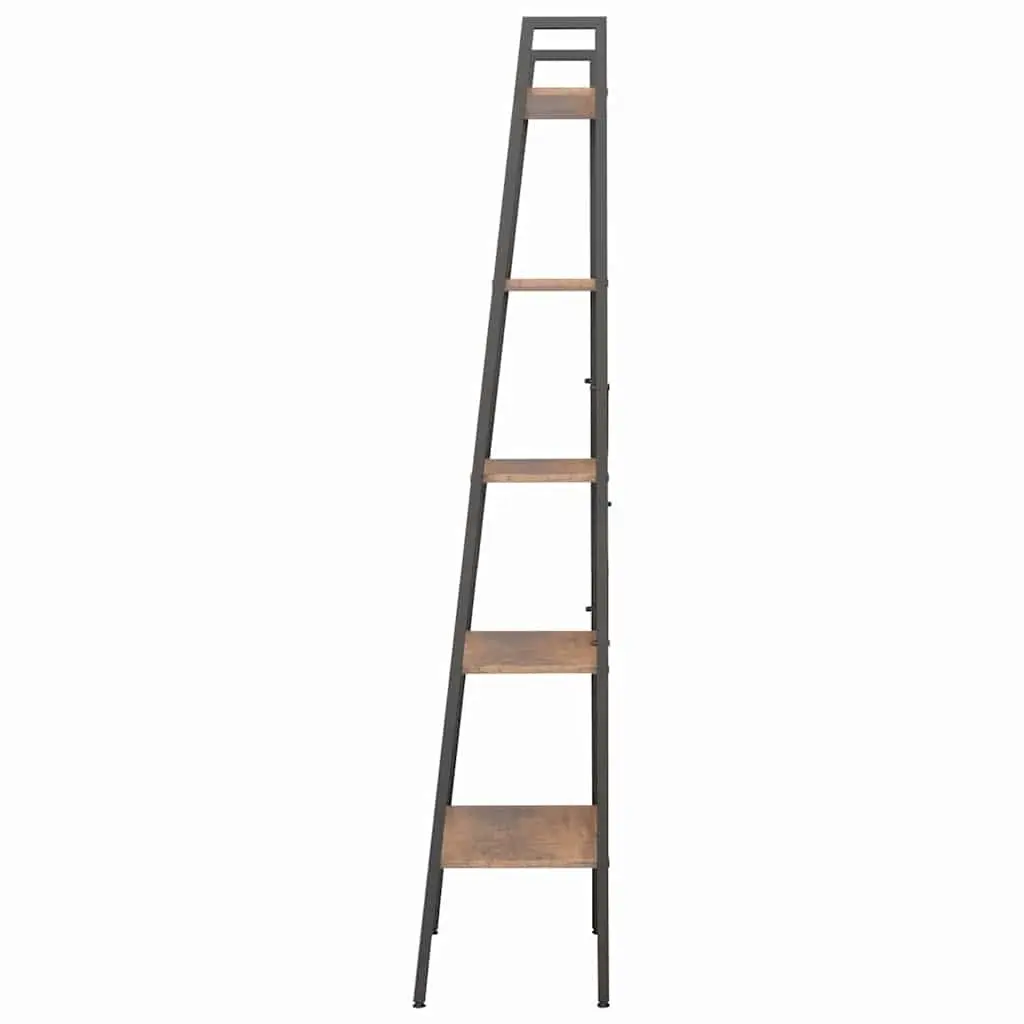 5-Tier Dark Brown and Black Storage Shelf