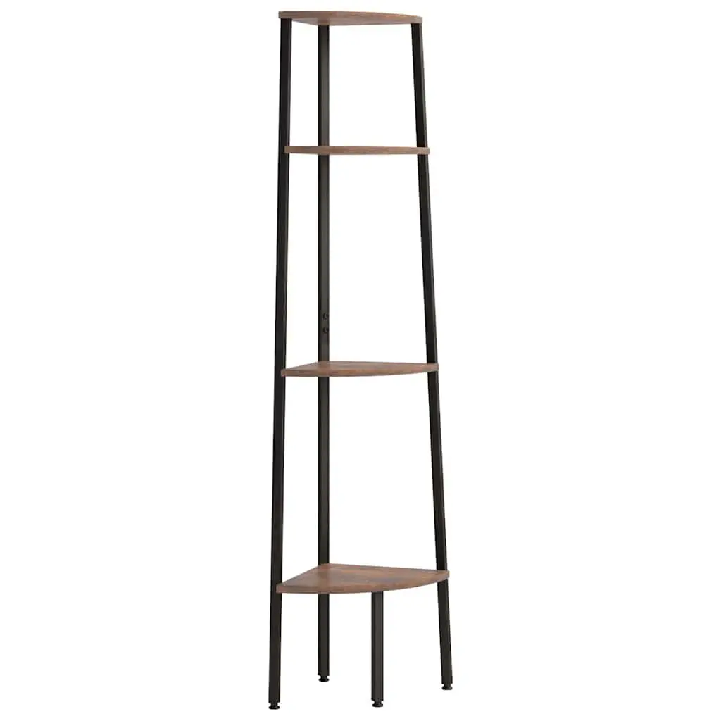 Corner Shelf Steel 4-Tier 45.5x31.5x150cm Dark Brown Black