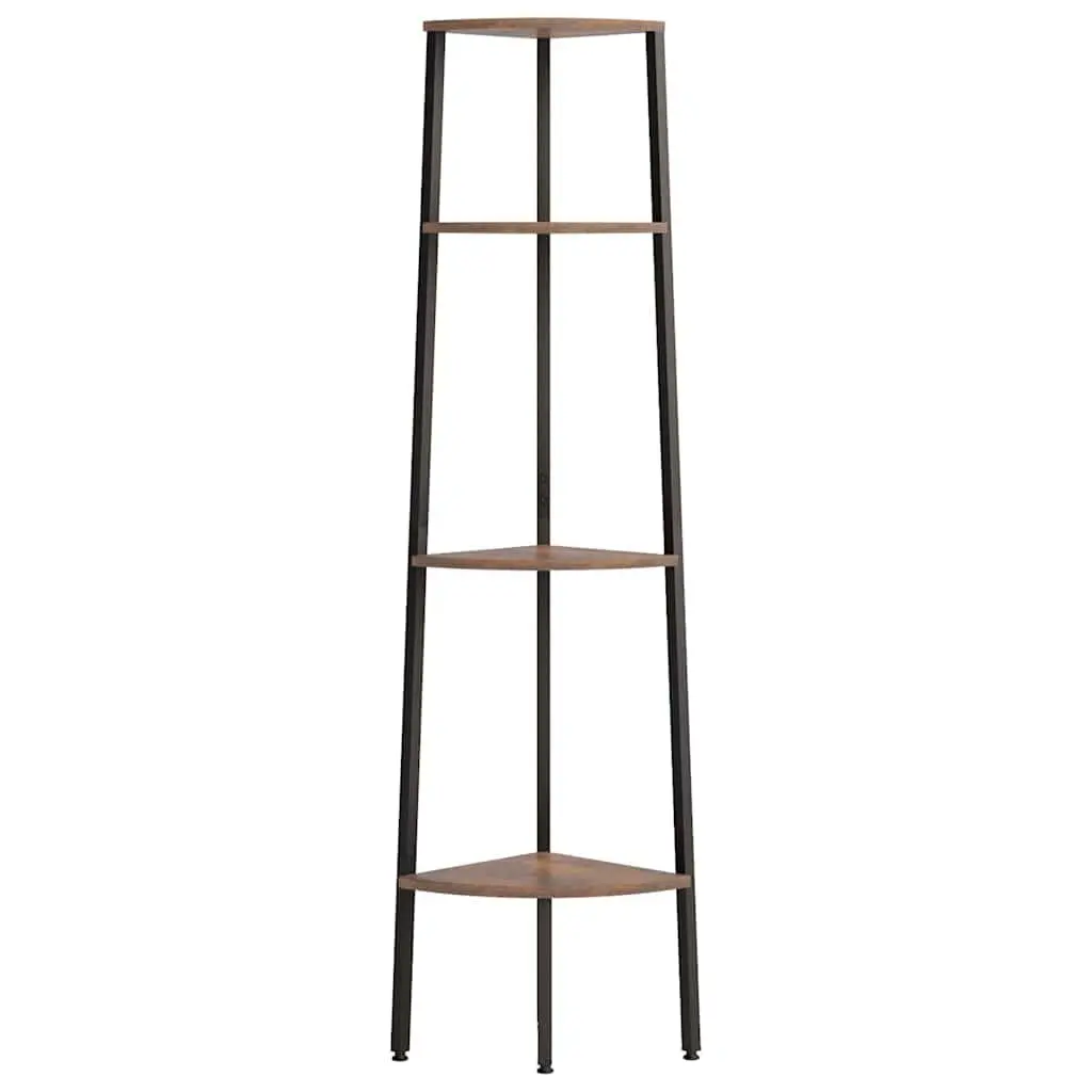 Corner Shelf Steel 4-Tier 45.5x31.5x150cm Dark Brown Black