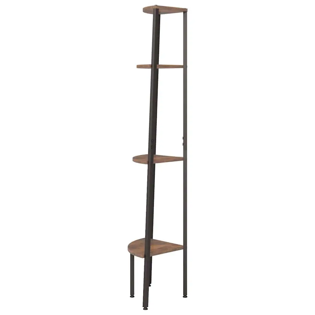 Corner Shelf Steel 4-Tier 45.5x31.5x150cm Dark Brown Black