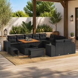 Premium Black Modular Garden Sofa Set 13pcs