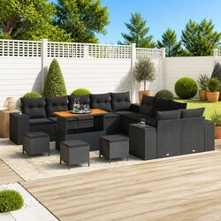 Sturdy 14-Piece Modular Garden Sofa Set in Black