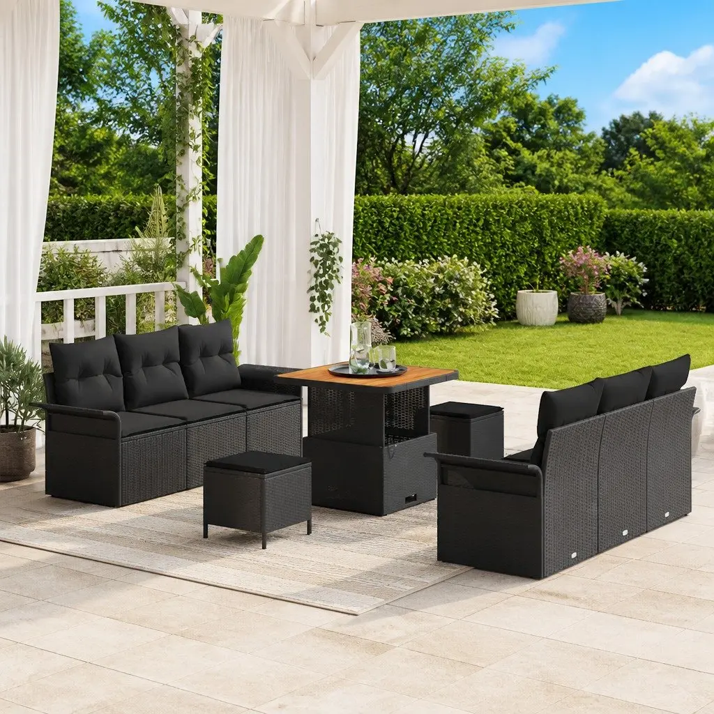 Modular Outdoor Sofa Set with Storage in Black