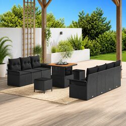 Durable Outdoor Modular Garden Sofa Set 10 pcs Black