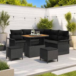 Durable 8-Piece Black Rattan Garden Sofa Set