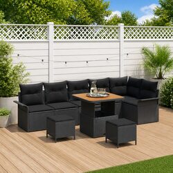 Durable 9-Piece Outdoor Garden Sofa Set with Storage