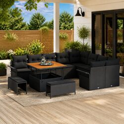 Durable 12-Piece Modular Garden Sofa Set with Storage