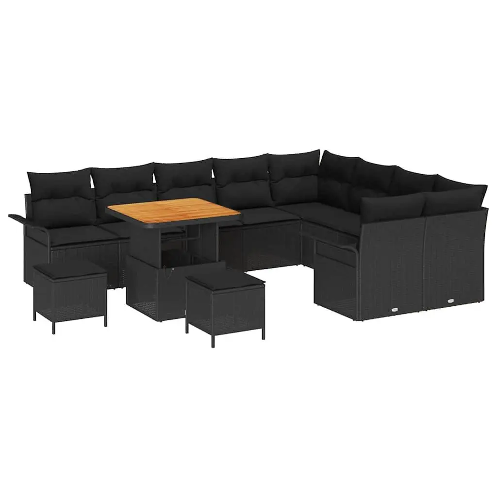 Modular Black Garden Sofa Set with Storage and Style