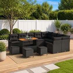 Durable 13-Piece Outdoor Garden Sofa Set in Black