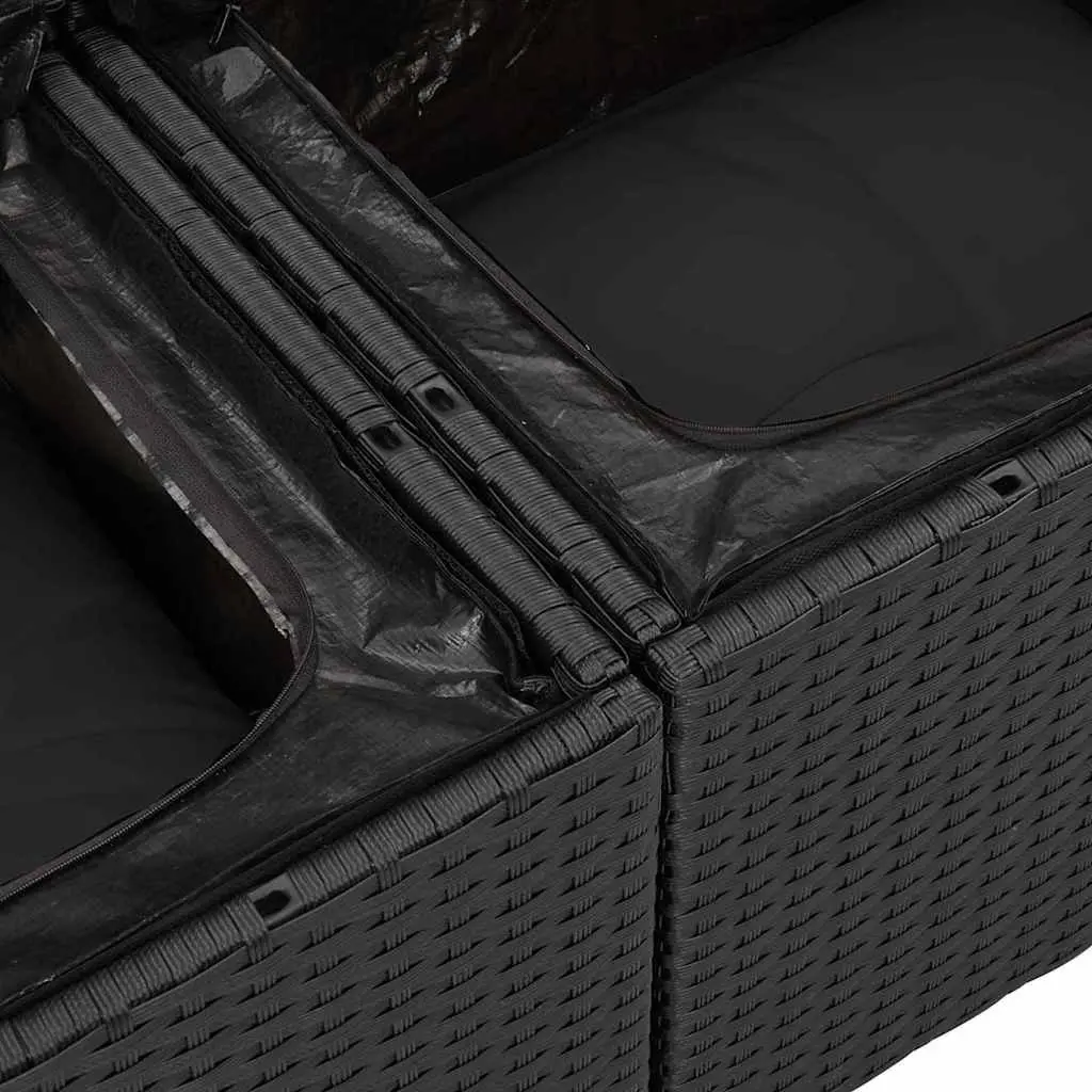 Outdoor Sofa Set Poly Rattan 13 Piece Black with Storage