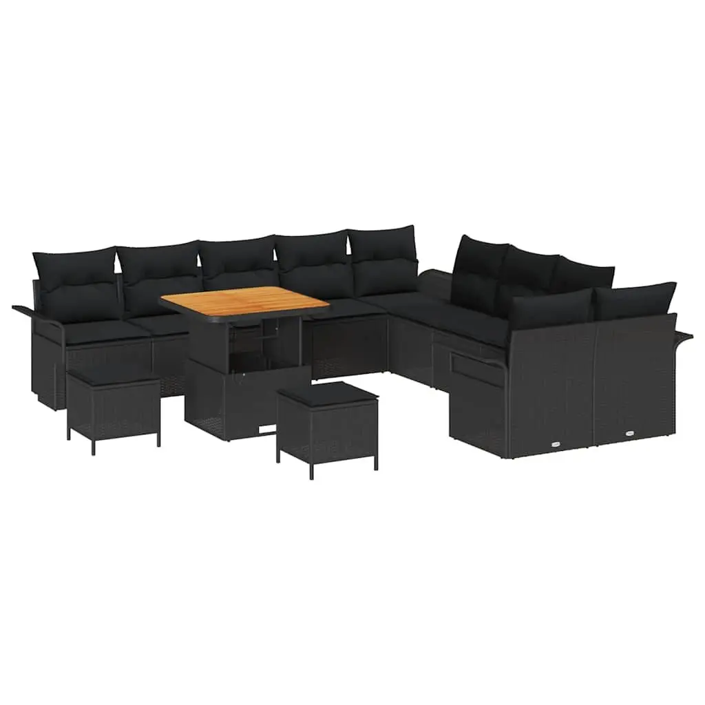 Black Garden Sofa Set with 13 Modular Pieces