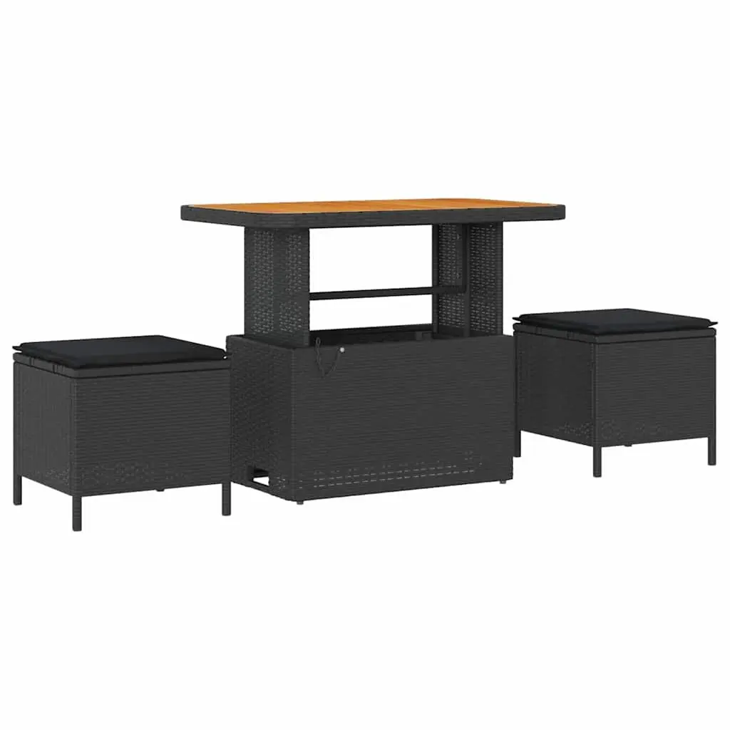 Black Modular 8-Piece Outdoor Garden Sofa Set with Storage