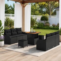 Durable 9-Piece Outdoor Rattan Sofa Set with Storage