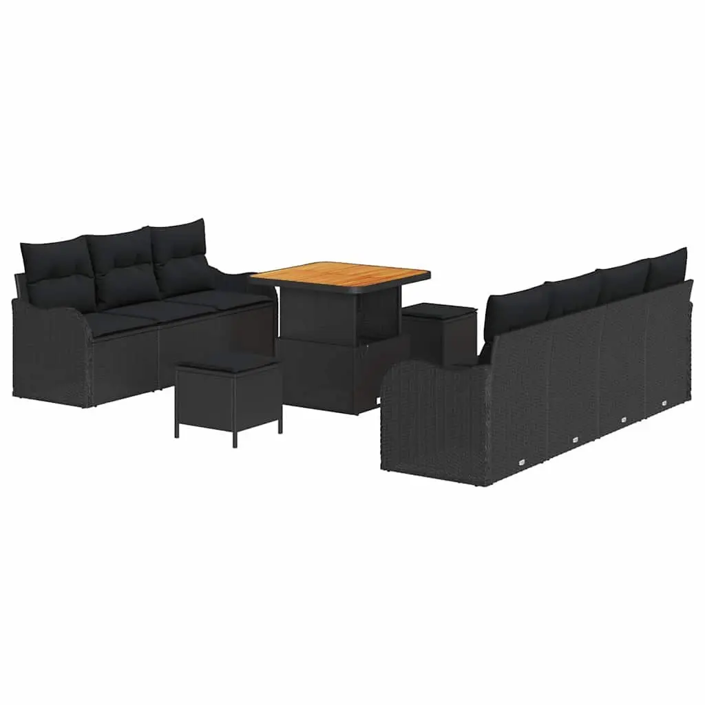 Modular Outdoor Sofa Set 10-Piece Storage Cushions Black