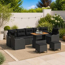 Premium Outdoor Modular Rattan Sofa Set with Storage - 10 Pieces