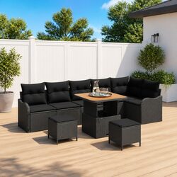 Outdoor Garden Sofa Set with Storage 9 Piece Modular Patio Seating Black