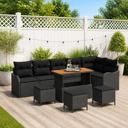 10-Piece Modular Outdoor Garden Sofa Set with Cushions