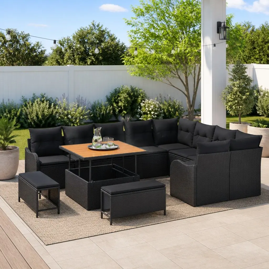 12-Piece Modular Outdoor Sofa Set with Storage