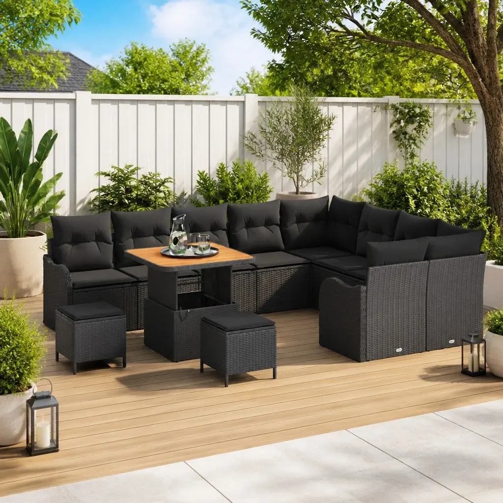 12-Piece Modular Garden Sofa Set with Storage