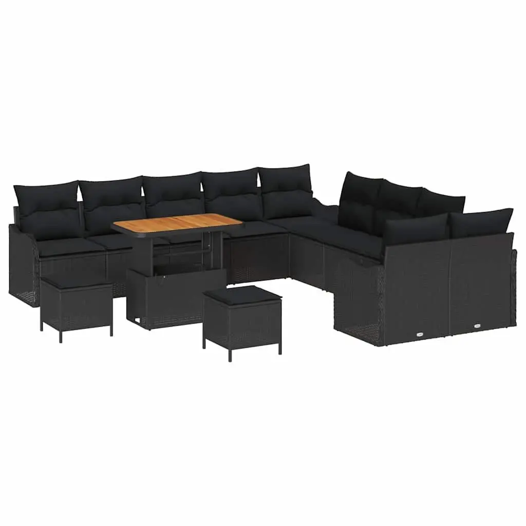 Outdoor Sofa Set 13 Pieces Poly Rattan Black Patio Furniture