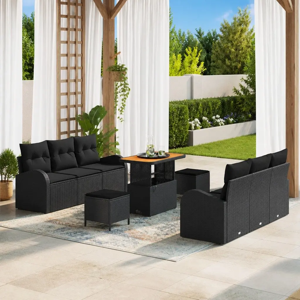 Modular 9 Piece Outdoor Garden Sofa Set with Storage