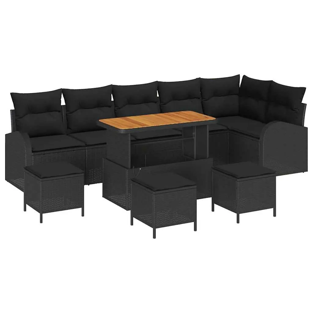 Outdoor Garden Sofa Set 10 pcs Black with Storage Compartments Patio Furniture