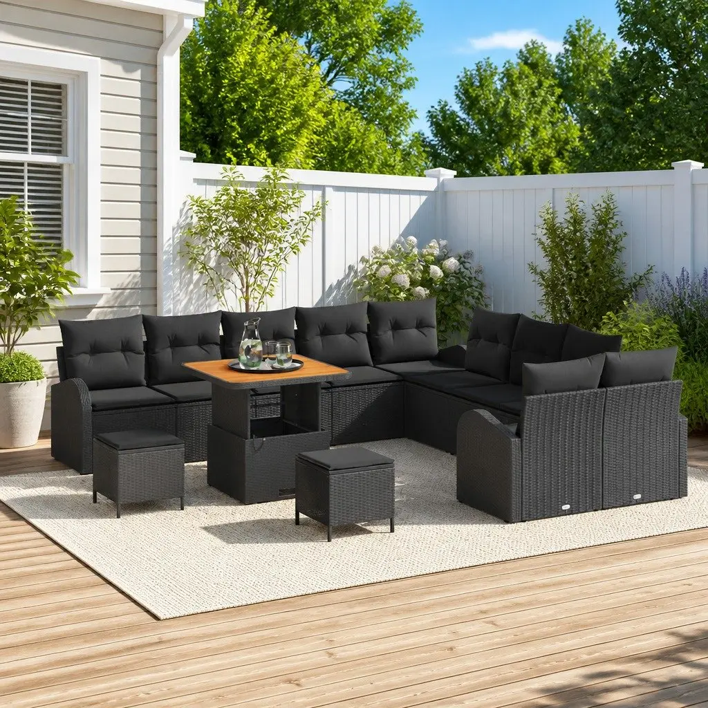 13-Piece Garden Sofa Set with Storage in Black