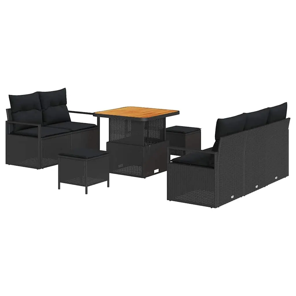 8-Piece Modular Garden Sofa Set with Storage in Black