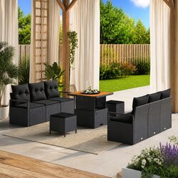 Durable 9-Piece Modular Rattan Garden Sofa Set