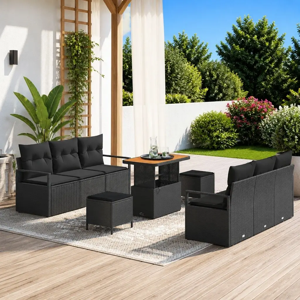 9 Piece Modular Outdoor Garden Sofa Set with Storage