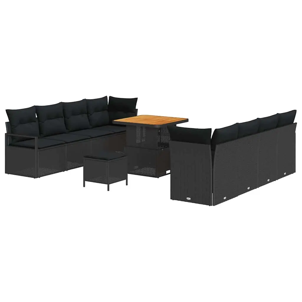 Black Modular Garden Sofa Set with Storage
